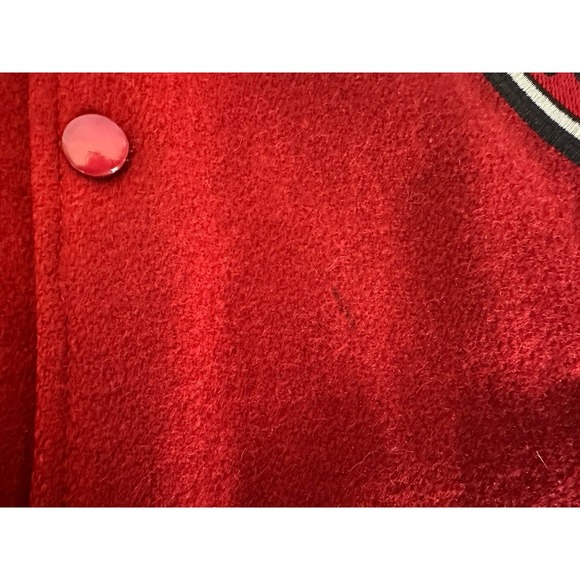 VTG 90s Warner Bros Bugs Bunny Varsity Jacket Acme Clothing Wool Red Black M USA - Picture 4 of 7